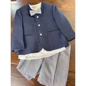 VTG Boys 3T Suit Outfit Set Blazer Shirt Bow Tie‎ Shorts 4 piece set MADE IN USA